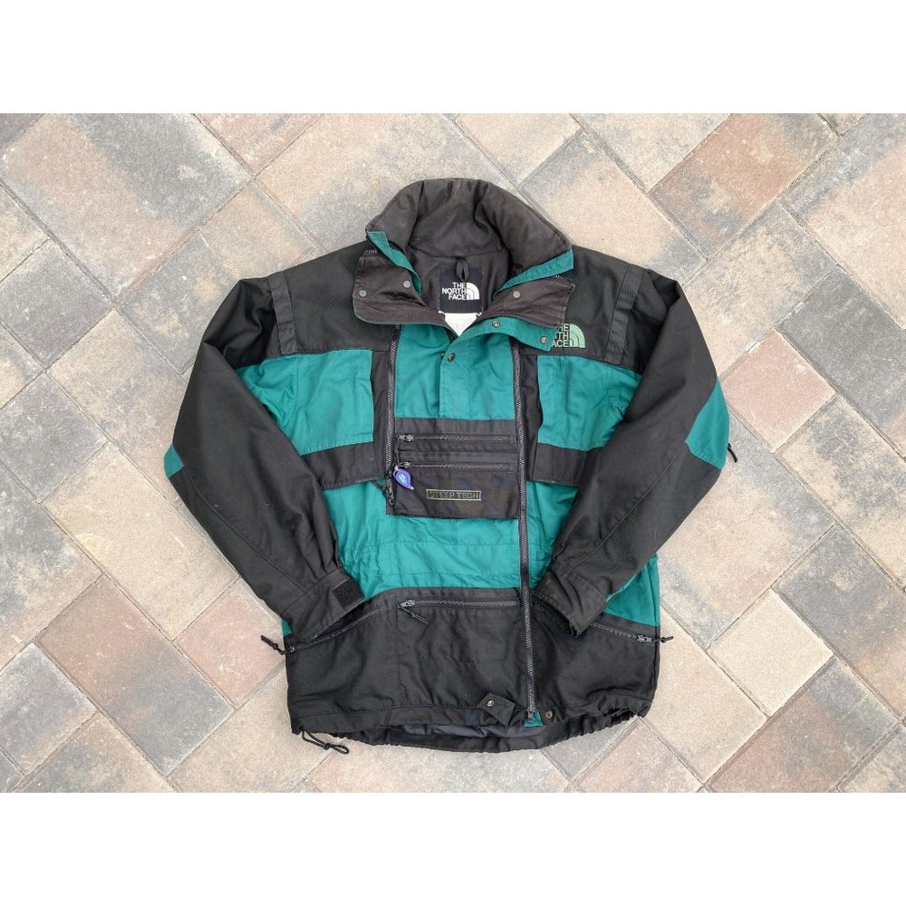 Vintage 90s North Face Steep Tech Pullover Jacket Size XL Green Ski RARE COLOR